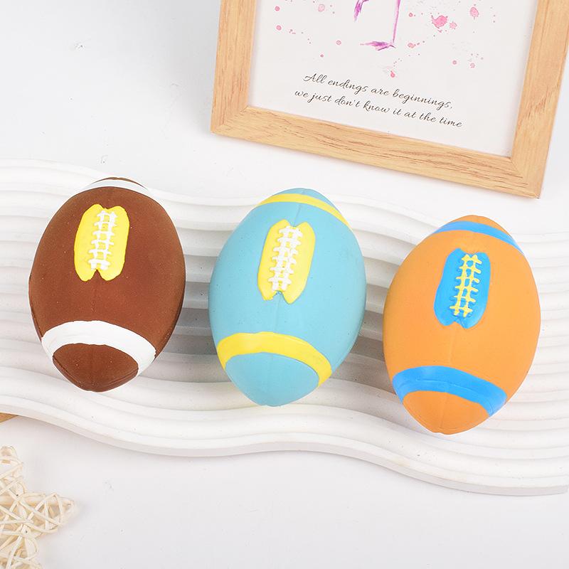 Latex Toy Rugby Ball - Interactive Sound-emitting Cartoon-colored Small Dog-shaped Toy Ball