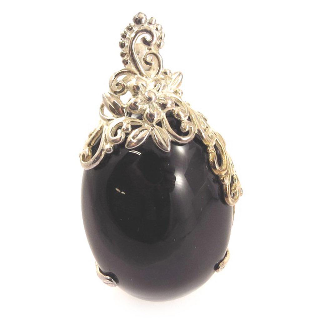 Les Trésors De Lily [D0454] - Silver 'Tess' Onyx Pendant