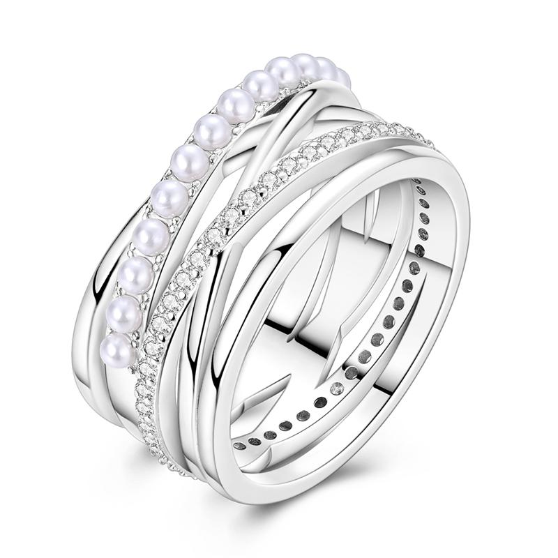 Shine Zircon Ring Copper Metal Authentic Original Stone Multi Layer Simple Infinitely Wide Rings Designed For Women FineJewelry Wedding Party Perfect