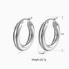 5mm Thick Round Stainless Steel Hoop Earrings for Women Classic Temperament Circle Ear Buckle Female Party Daily Jewelry