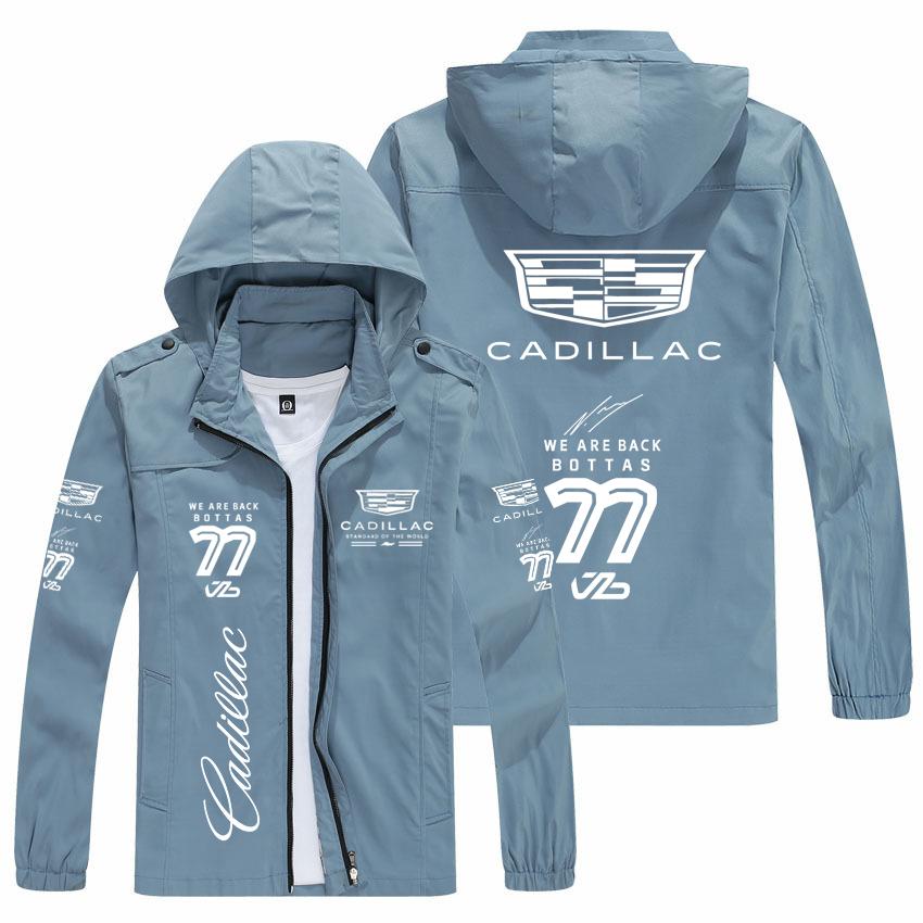 New Cadillac Hooded Parka Cycling Racing Team Jacket Men's Breathable Windproof Reflective Outerwear for Bikers AGW1