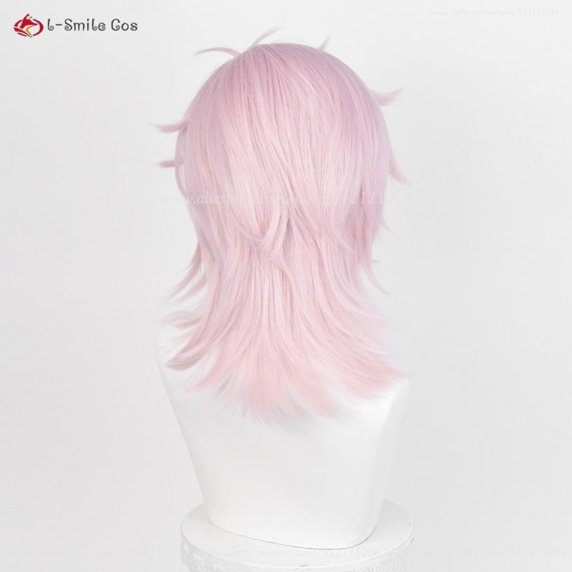Anime Mitsuki Kiryu Cosplay Wig Pink 40cm Wigs Heat Resistant Synthetic Hair Halloween Party Role Play Unisex Wigs + Wig Cap