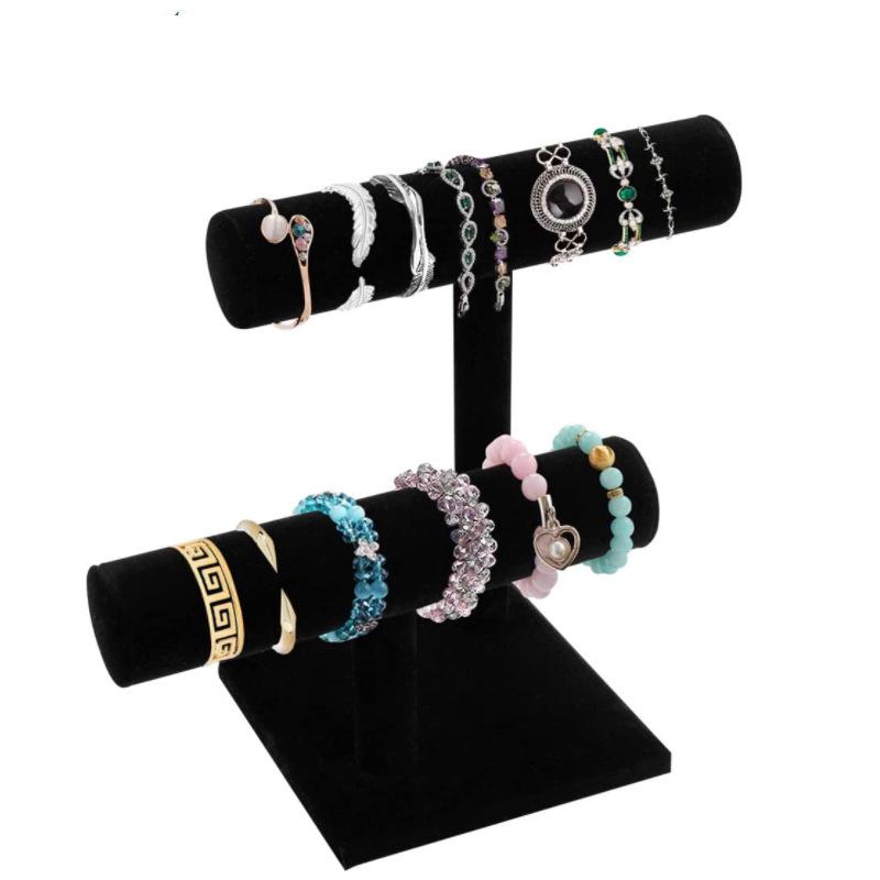 

Zhiyu Подставка для браслетов и часов из черного бархата, двухслойная