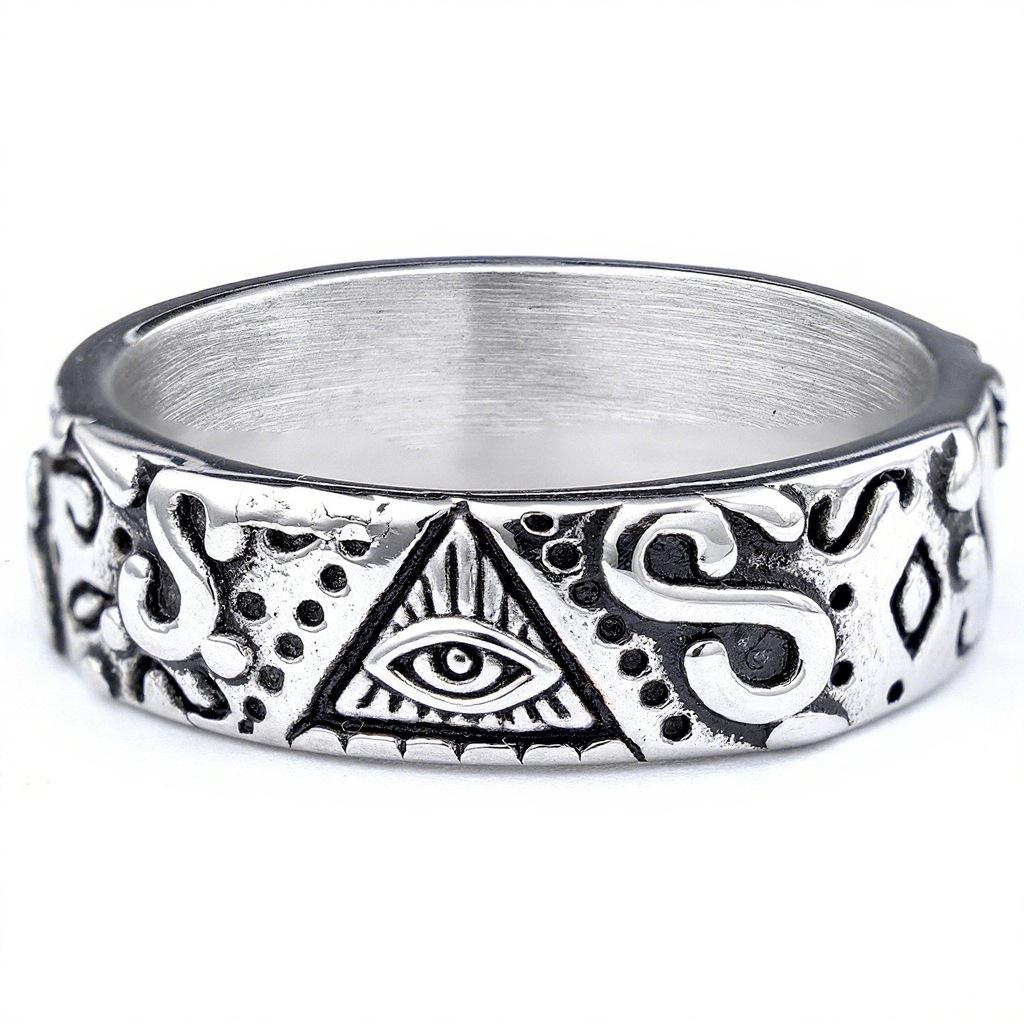 Auge des Horus Goldener Edelstahlring Freimaurersymbol Ring