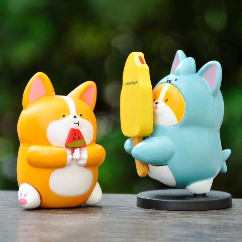 Fun Shiba Inu Corgi Figurine Playful Pvc Design For Desk And Car Accessories
