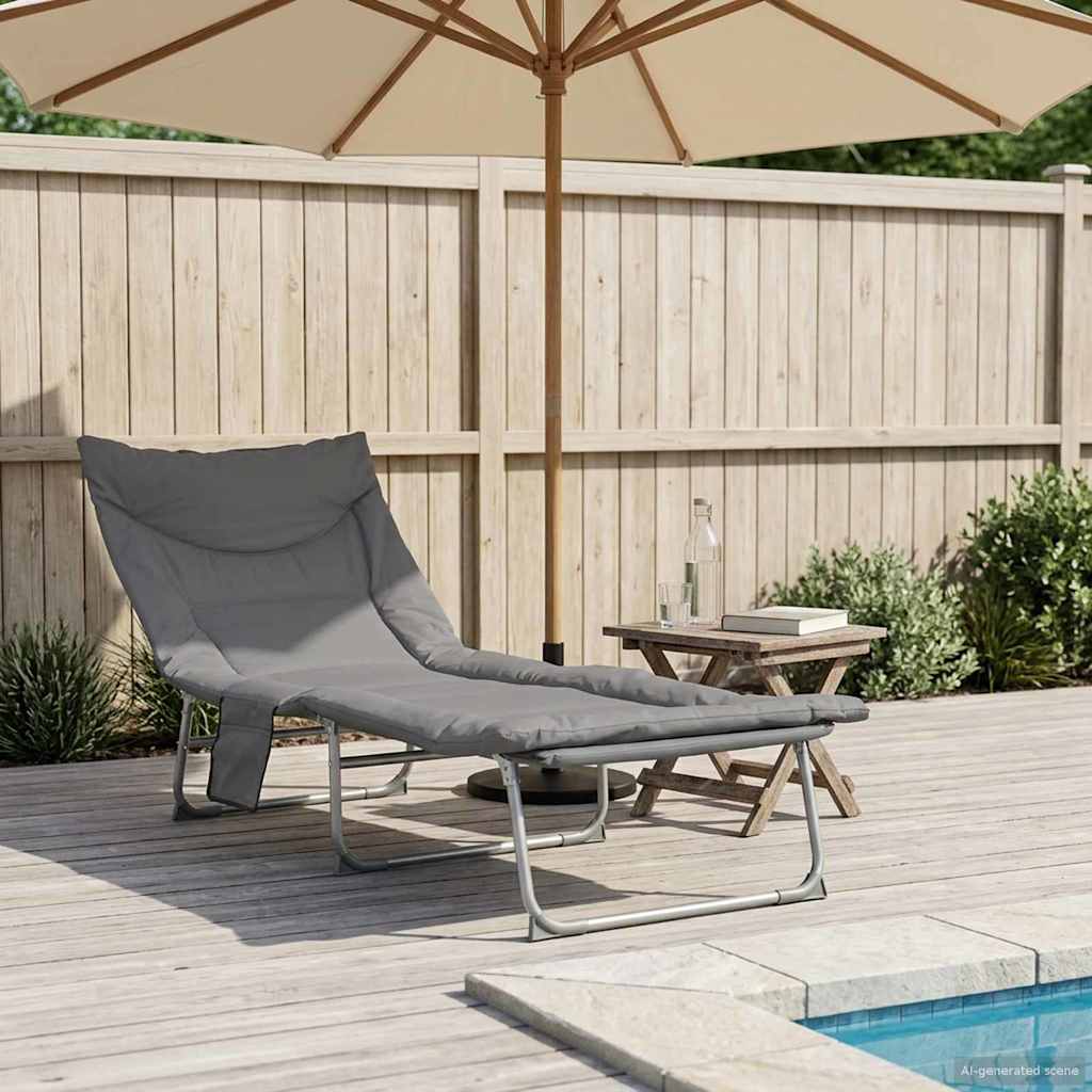 Folding Sun Lounger with Cushion Anthracite
