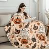 Spooky Pumpkin & Ghosts Plaid Art Blanket - Cute Halloween Theme All-Season Multi-Purpose Throw for Sofa, Bed & Living Room