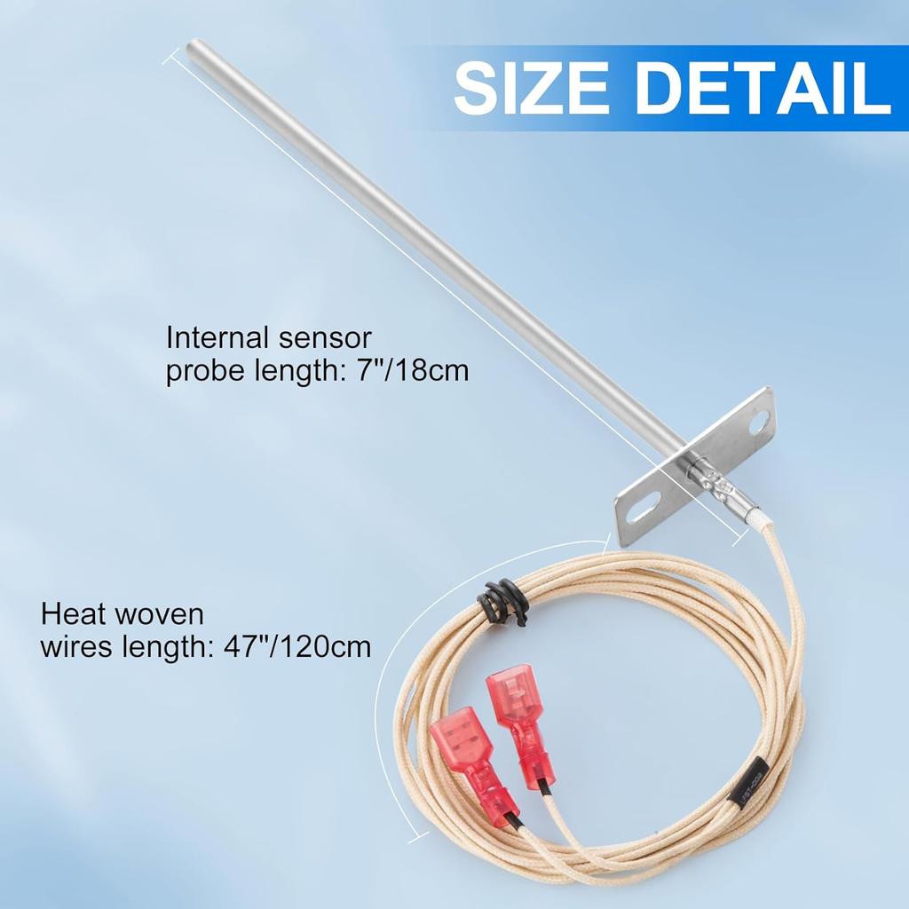 7" Large RTD Probe Temperature Sensor, Fit for Rec Tec/Recteq RT-590 RT-680 RT-700 RT-CMG Beast RT-TMG Chuckwagon Wood Pellet Grills