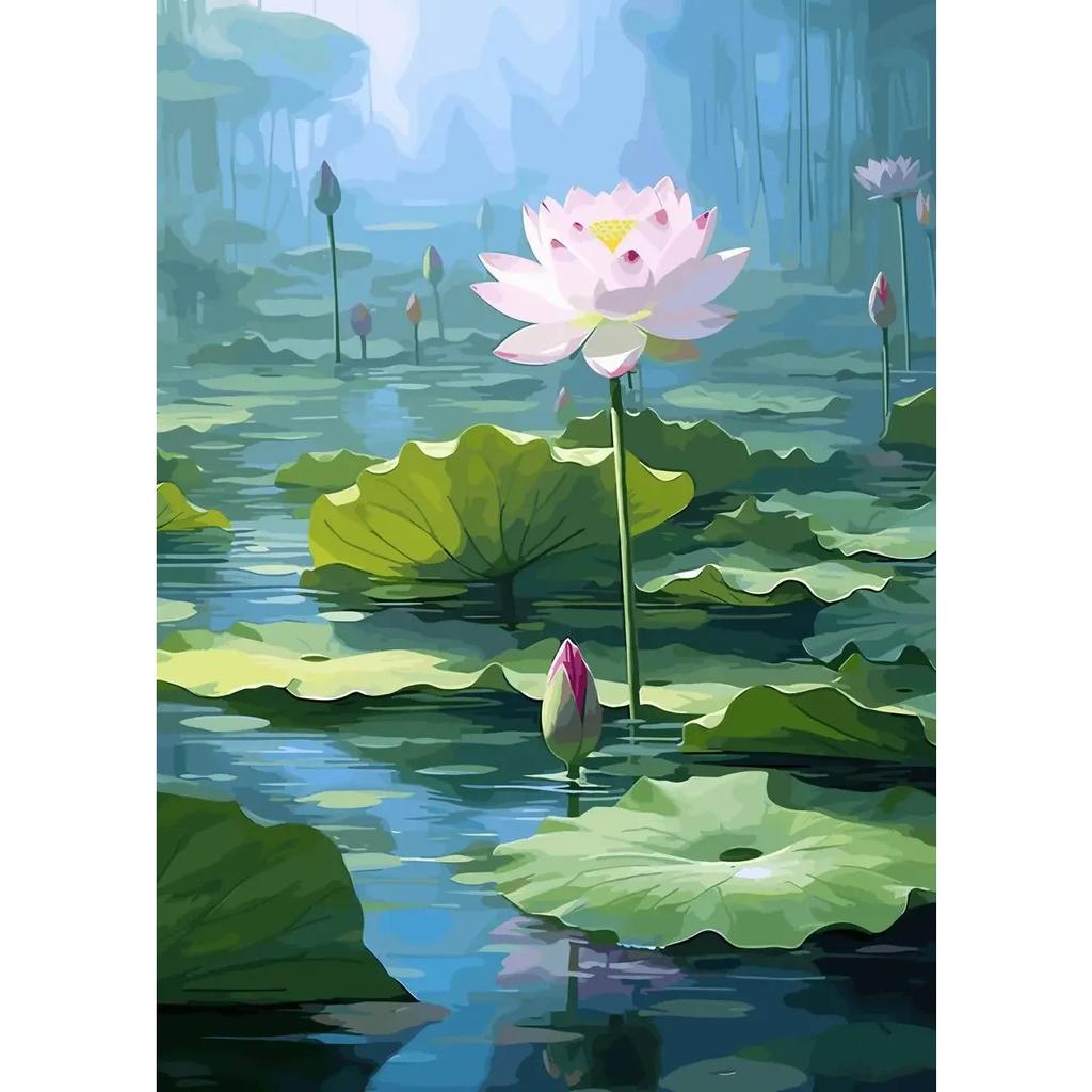 Traditonal Chinese Style Lotus Flower Lotus Leaf Posters Canvas Painting and Prints Wall Art Picture for Living Room Home Decor