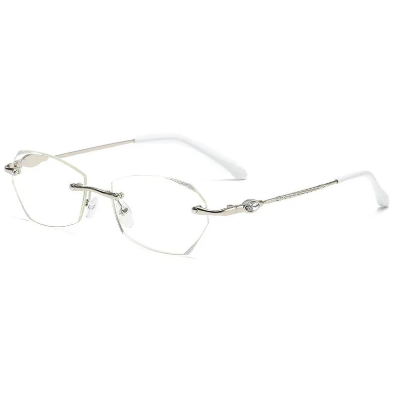 Diamond Cutting Presbyopia Eyeglasses Men Women Trendy New Reading Glasses Female Transparent Rimless Prescription Diopters