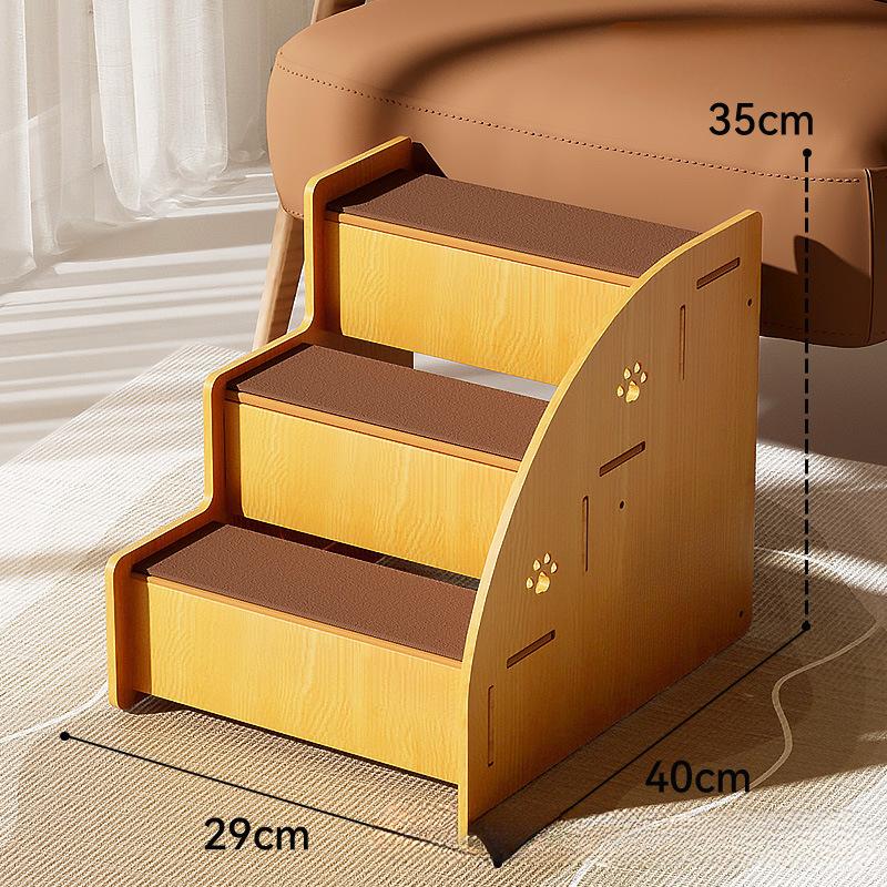 Eco-Friendly Wooden Pet Stairs - Dog Steps with Anti-Slip Diamond Treads & Adjustable Height for Beds/Couches