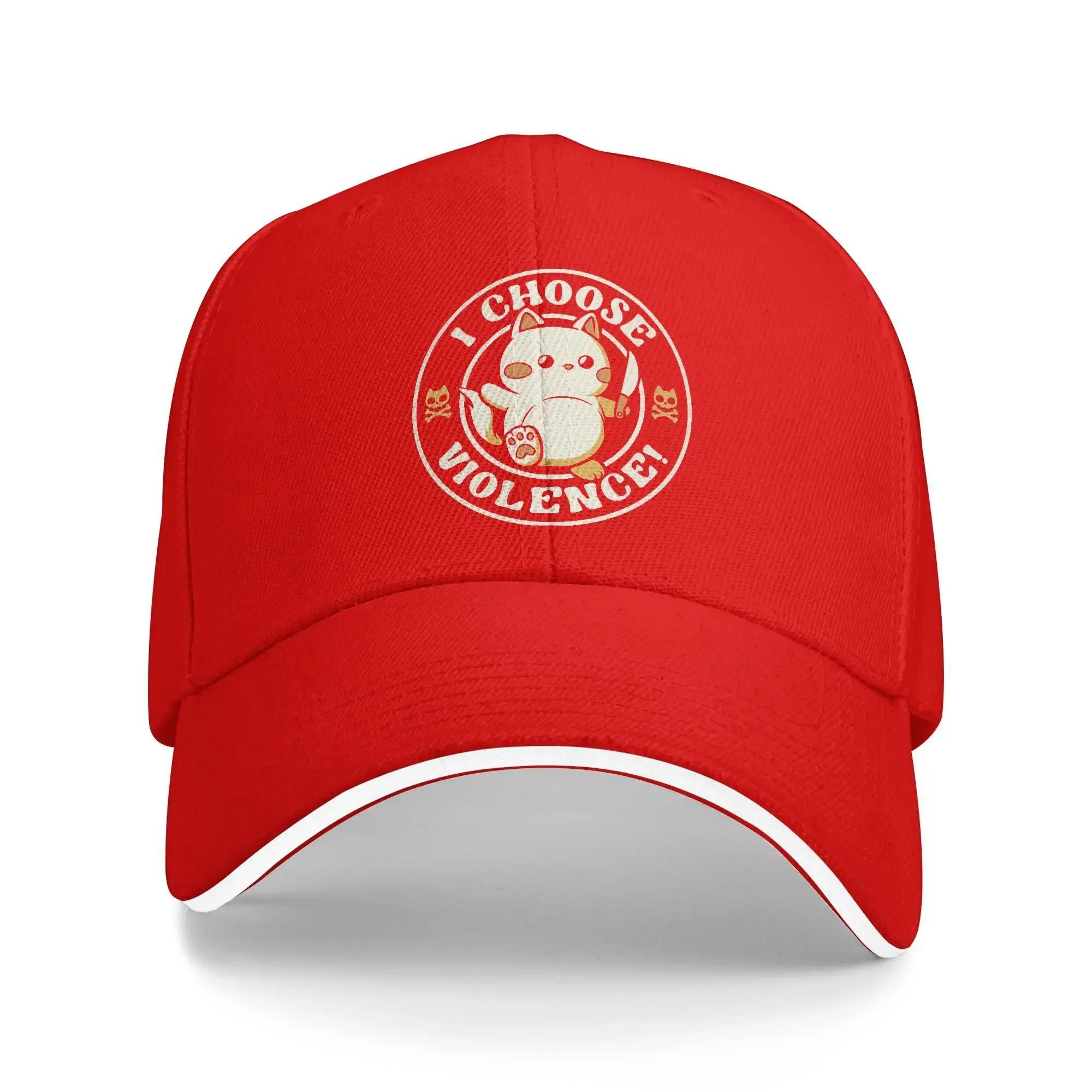 

I Choose Violence Casual Baseball Cap Cat Outdoor Gym Trucker Hat Spring SunProof UnisexTeens Street Style Baseball Caps One Size