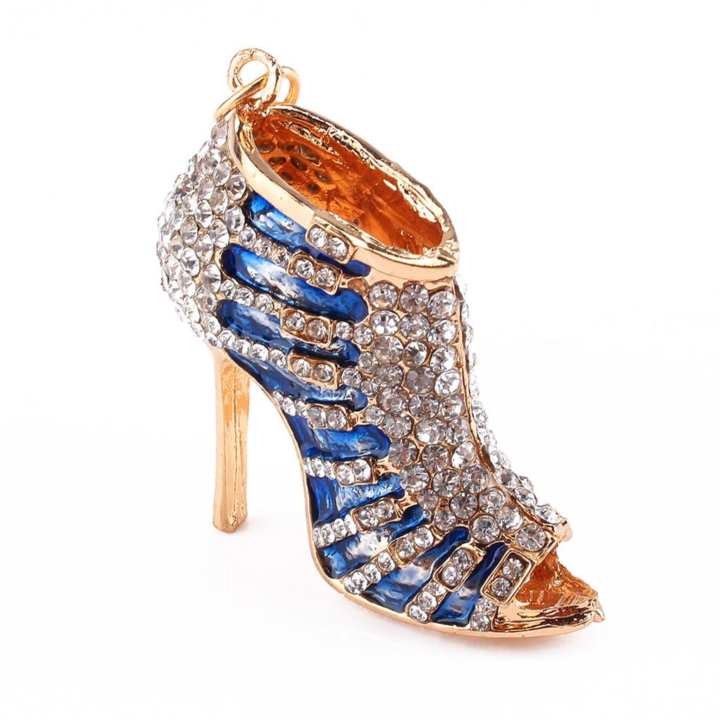 New Crystal Shoe High Heel Pendent Rhinestone Key Purse Bag Keyring Chain Gift