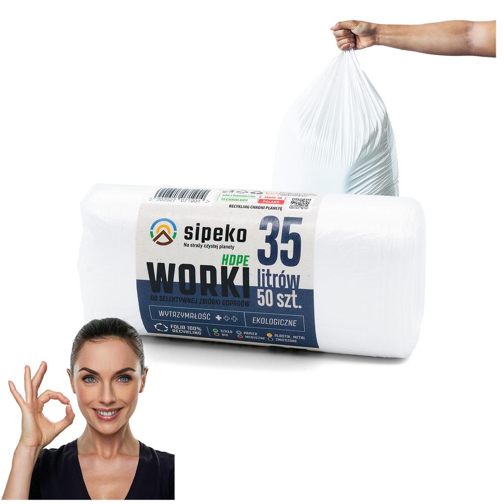 Worki Na Odpady 35L Białe Hdpe A'50 Szt.