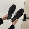 Niche woven hollow mesh cool slippers, shoes wear 2025 new summer wear versatile flat-bottomed half slippers