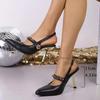Fashion Retro Metal Chain Decoration Slingback Pumps Women Summer Elegant Pointed Toe Super High Heel Sandals Sexy Dress Party Shoes