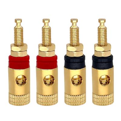 2Pcs Copper Speaker Socket Audio Speaker Terminal Connector Binding Post Amplifier Cupper Gold-plated Banana Socket