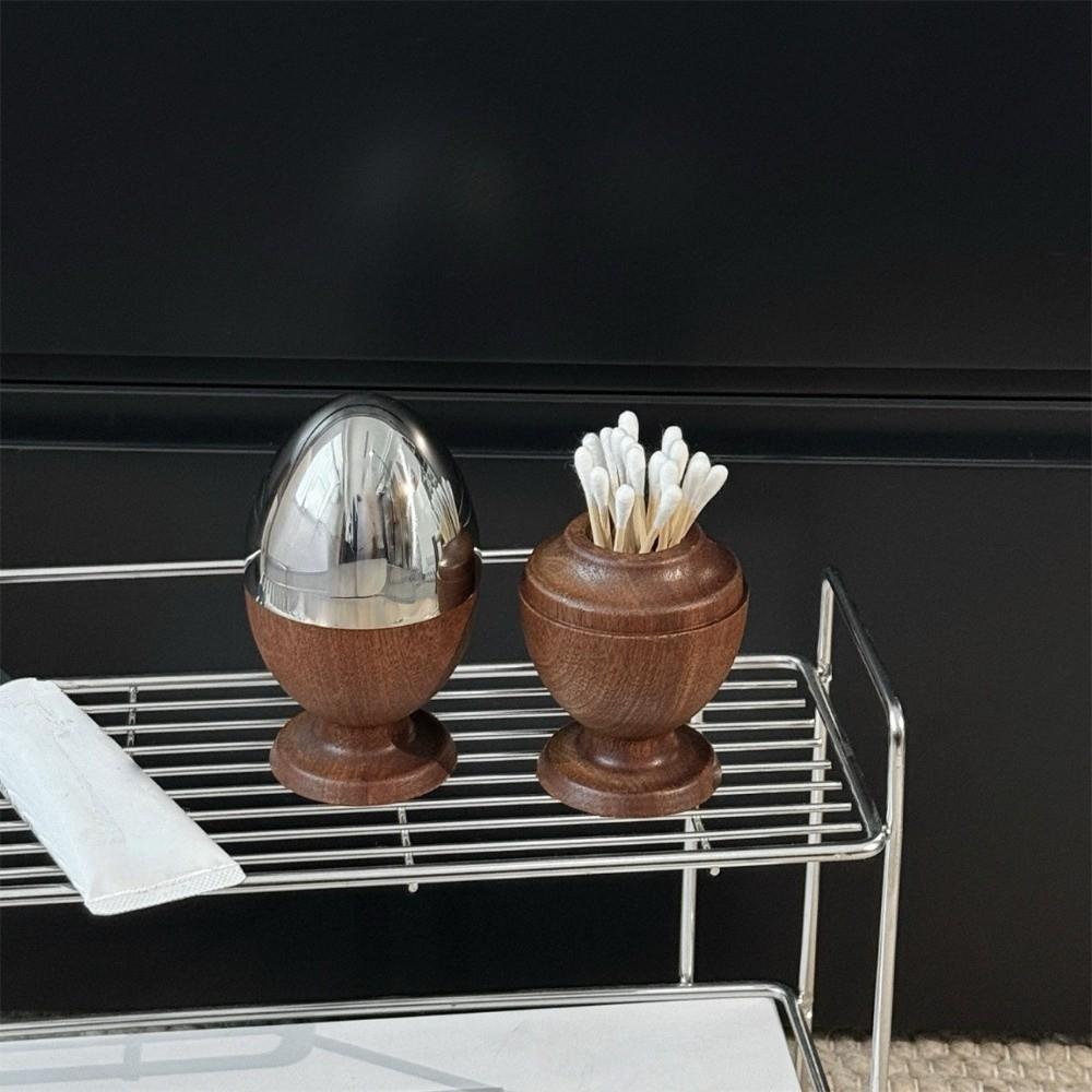 Retro Ebony Wood Toothpick Holder Simple Cotton Swab Storage Jar Hotel