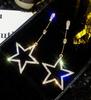 New Shiny Temperament Five-pointed Star Rhinestone Crystal Earrings Personality Wild Long Star Pendant Exaggerated Big Earrings