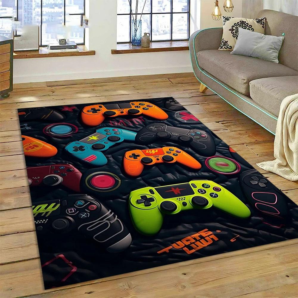 Console Gaming Carpet for Boy's Bedroom Living Room Decoration Washable Polyester Anti Slip Floor Mat Sofa Decor Big Size Rug