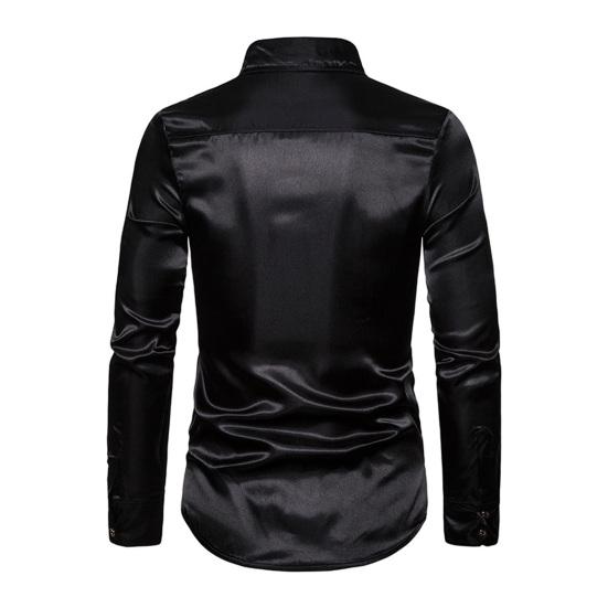 Men Retro Glossy Shirt Lapel Button-up Shirt with Sequins Vintage Formal Shirt for Disco Bars Nightclubs Parties