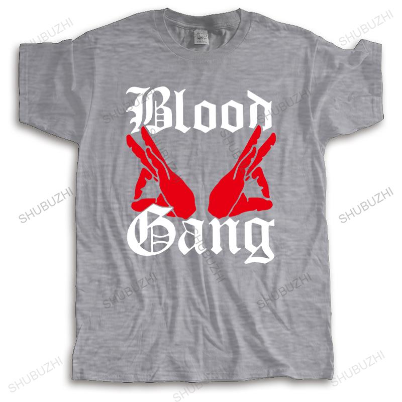 Male streetwear T-shirt Cotton T shirt Men Crew Neck Tops Blood Gang Hand Cotton Short Sleeve Bigger Size Summer loose top gift