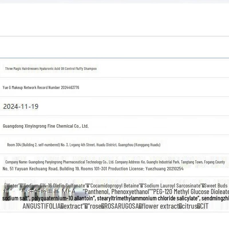 Three Magic Hair Craftsmen Hyaluronic Acid Oil Control Volumizing Shampoo