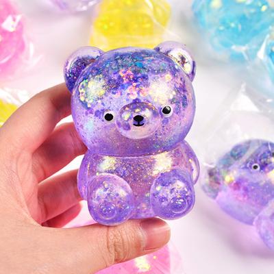Squeezing Animal Toy Flexible Slow Rebound Sequins Maltose Bear Pinch Toy Decompression Soft TPR Bear Doll Stress Relief Fidget