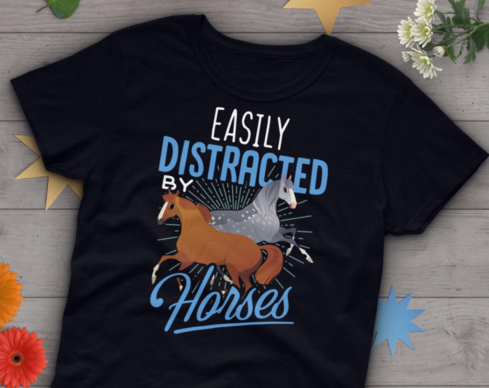 Funny Horse Shirt, , Horse Lover Gift, Cute Horse T-shirt, Pony Tshirt, Pet Graphic Tee, Tops, Horseaholic, Navy, Grey, Blue 100