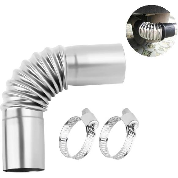 2PCS Air Parking Diesel Heater Exhaust Pipe,Stainless Steel 24Mm Flexible Exhausts Pipe With Clamps,Diesel Heater Accessories Generator Exhaust