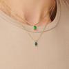 Good Quality Square Zircon Necklace 18K Gold Plated Red/Green Cubic CZ Pendant Colorful,Minimalist Layering Neck Jewelry