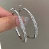 925 Sterling Silver Earrings For Women Trendy Geometric Big Round Zircon Earring Jewelry Prevent Allergy Party Gift Accessories