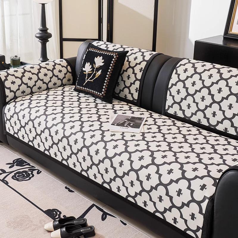 Summer Sofa Cushion Ice Silk Non-Slip Antique Mat Seat Cushion French High-End Summer Cool Cushion Leather Sofa Cover