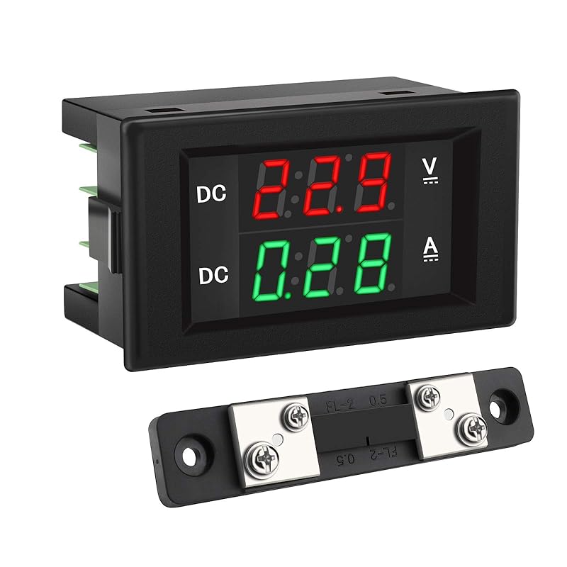 DROK DC 4.5-100V Digital Voltmeter Ammeter Multimeter Panel, DC Amp Meter Voltage Meter, Current Meter 0-50A Volt Tester, LED Display Voltage Gauge