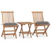 VidaXL Foldable Outdoor Dining Furniture with Cushion 3 Pcs Teak 3063214