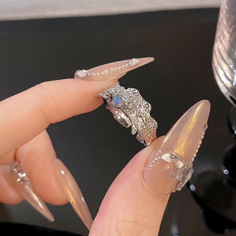 Moon Opening Adjustable Ring Temperament Niche Cold Sense High Sense Light Luxury Women'S Moonstone Ring