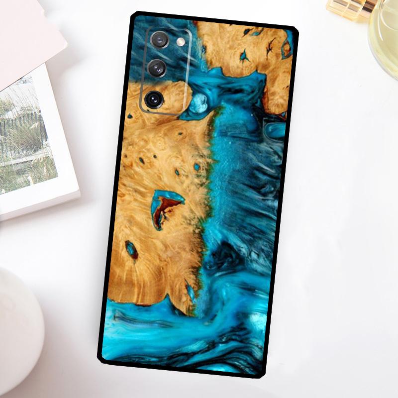 Hybrid Wood Resin Phone Case For Samsung Galaxy S23 S24 Ultra S22 S20 S21 FE Note 20 10 S8 S9 S10 Plus Cover