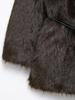 Damen dicker Lammwoll-Winterfellmantel, flauschig und warm