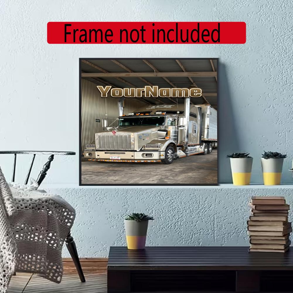 Kw Heavy Trucks Customize Your Name Diamond Painting Round Diamond Diy Frameless Holiday Artwork Suitable For Home Office Wall Decoration