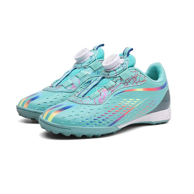 2025 new rotating button children's football shoes boys and girls TF broken nail training sneakers