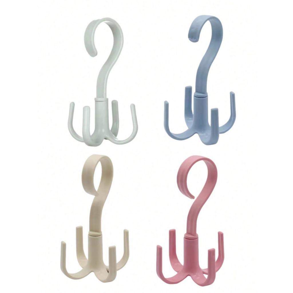 8pcs Creative Multifunctional Rotatable Four Claw Hooks Coat Hanging Bags Scarf Wardrobe Storage Hangers Doorway Hangers Bags