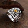 Love Hollow Wide-sided Pattern Ring for Women, New Fashion European and American Luxury Retro Ring Gift