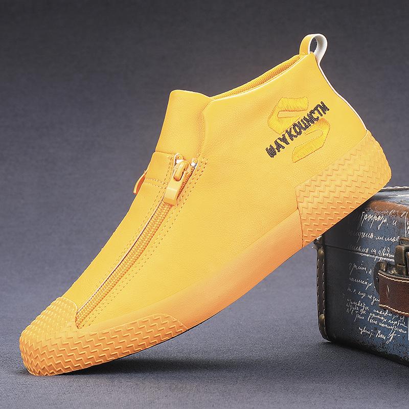 Men's High top Shoes Leather Sports Shoes Men's Spring Trendy Casual Men's Shoes Versatile Trendy Shoes