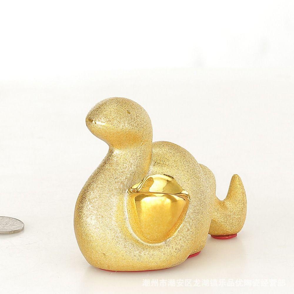 Cartoon Snake Year Ornaments Cute Desktop Animal Jar Funny Golden Snake Piggy Bank Bedroom