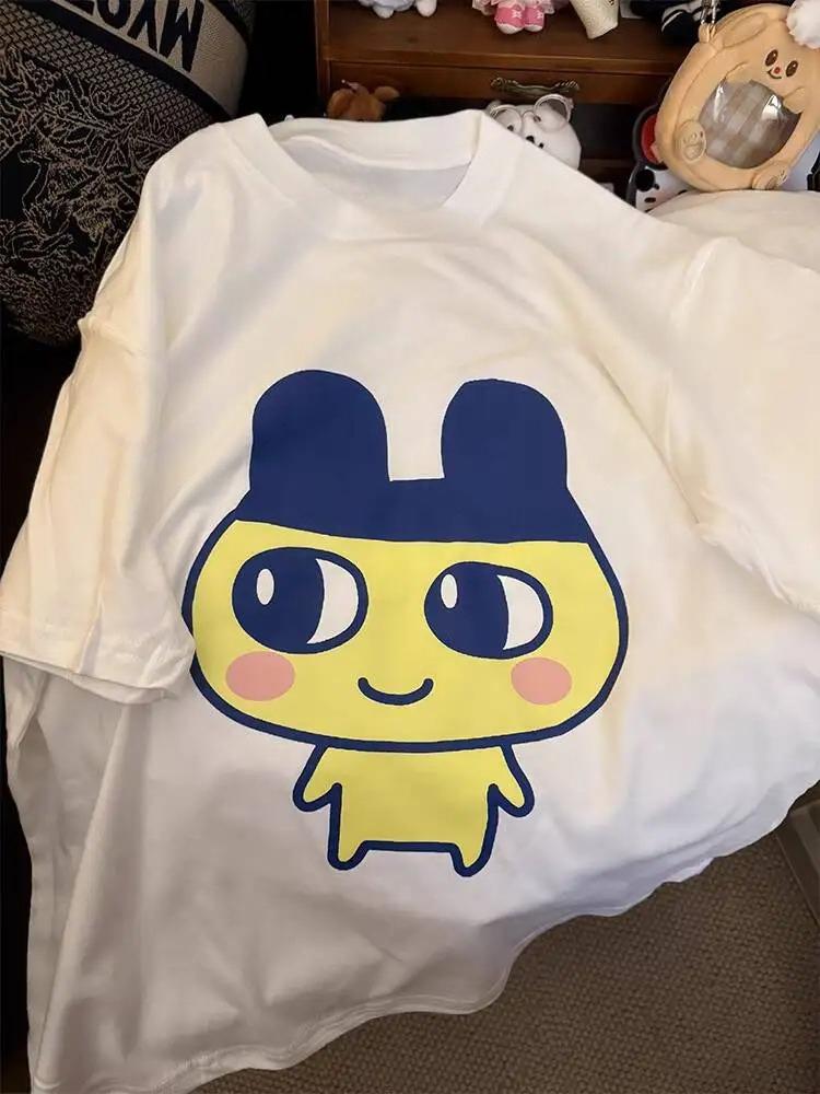 

Японская женская футболка с электронным питомцем, милая футболка с мультяшным рисунком, корейская футболка Харадзюку, одежда Y2K для женщин, графическая Y2K 4XL