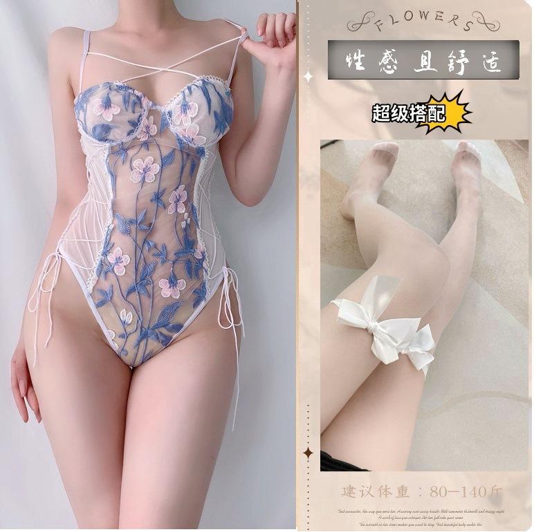 Cross-border sexy sex underwear women's mesh embroidery perspective sex fun pure passion set pajamas underwear