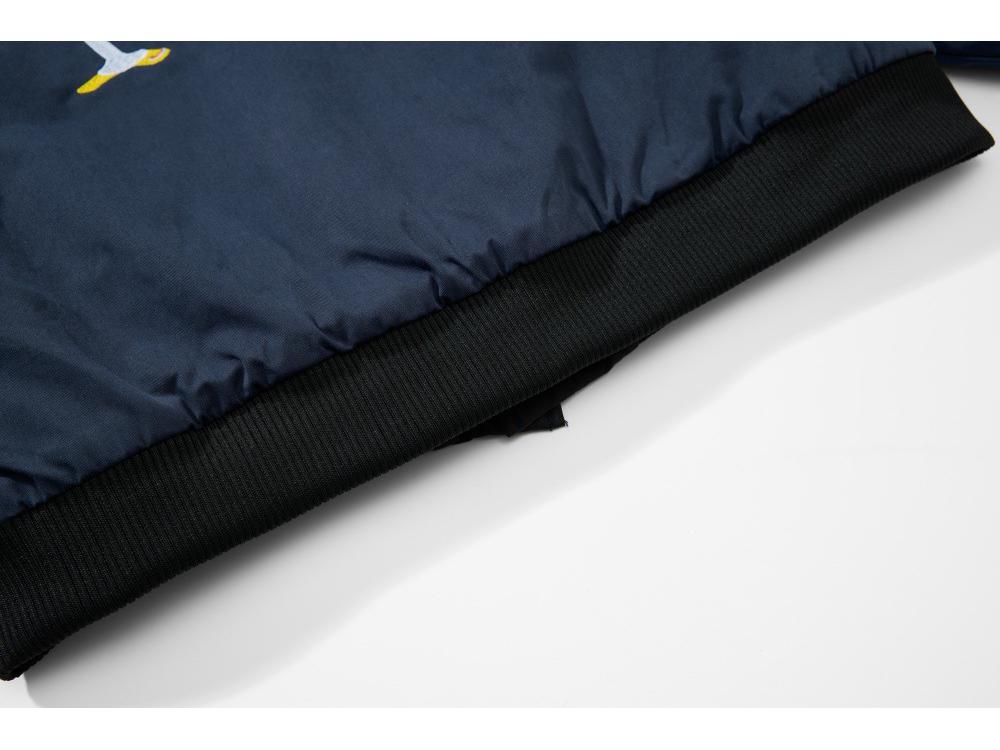 Chaqueta de Béisbol Patchwork de Dibujos Animados de Moda para Hombre - Otoño de Corte Holgado con Cuello Alto