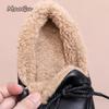 Comfortable Ladies Flat Shoes Women's Soft Sole Non-Slip Casual Shoes for Daily Walking Slip on Short Plush Loafers Warm Winter