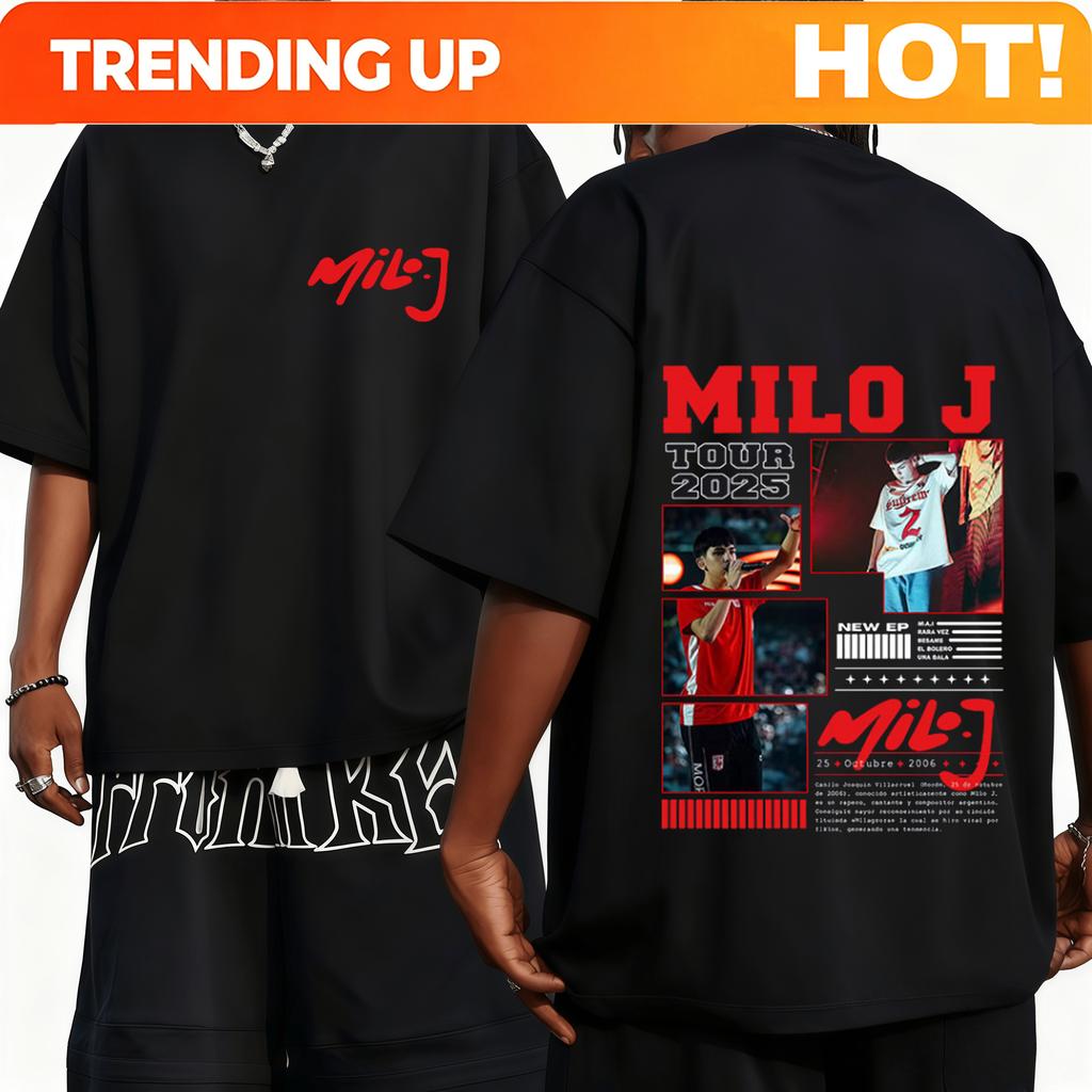 Rapper Milo J Tour 2025 Graphic Tshirt Unisex Hiphop Pop Music Shortsleeved Fashion Summer Print 100 Pure Cotton Tshirt