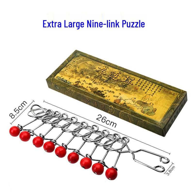Nine-Ring Metal Puzzle - Eight-Piece Disentanglement Brain Teaser Set